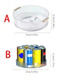 1 件旋转美容收纳托盘可 360 度旋转透明桌面置物架适用于化妆品香水项链戒指浴室用品厨房用品梳妆台收纳托盘浴室办公室厨房 - 無色 - 查看 3