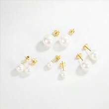 1 Cặp bông tai ngọc trai tròn nhiều màu sáng bạc Sterling S925, quà tặng tiệc sinh nhật thanh lịch cho phụ nữ - bông tai ngọc trai - Xem 1