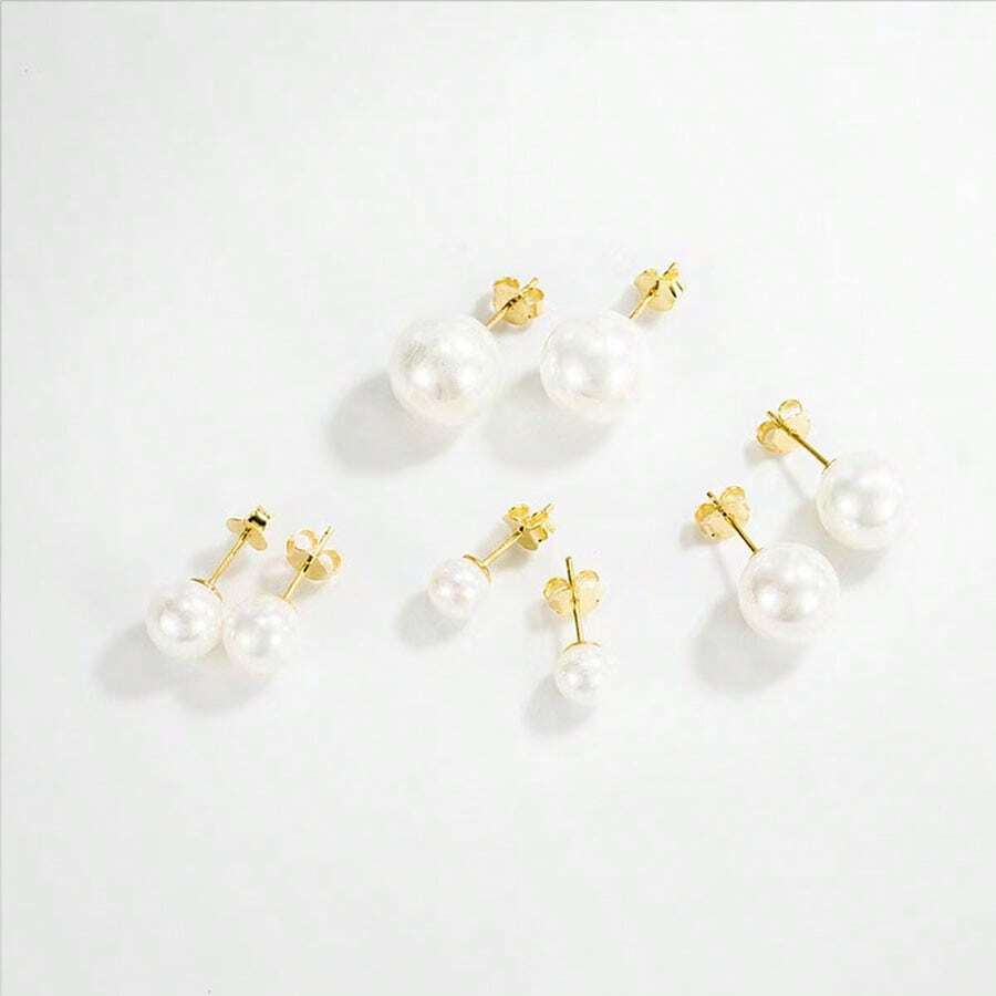 1 Cặp bông tai ngọc trai tròn nhiều màu sáng bạc Sterling S925, quà tặng tiệc sinh nhật thanh lịch cho phụ nữ - bông tai ngọc trai - Xem 1