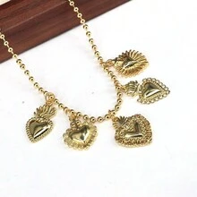 1 chiếc vòng cổ trái tim thiêng liêng thời trang làm quà tặng nhiều mặt dây chuyền vòng cổ hip-pop cho nam nữ - hình trái tim - Xem 7