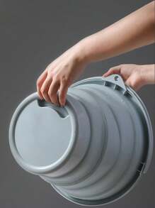 1pc Outdoor Portable Foldable Car Wash Bucket, Suitable For Travel, Fishing - Beige - View 9