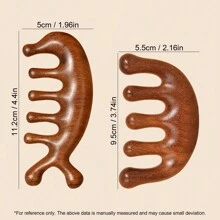 Cirelle 1 件/2 件木制头皮按摩器 - 手工制作天然绿檀香宽齿梳 - 木质按摩梳和檀香梳，用于奢华护发、护发、女孩礼物 - 棕色 - 查看 8