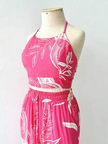 Women's Printed Pants And Shorts Set - 粉色 - 查看 4