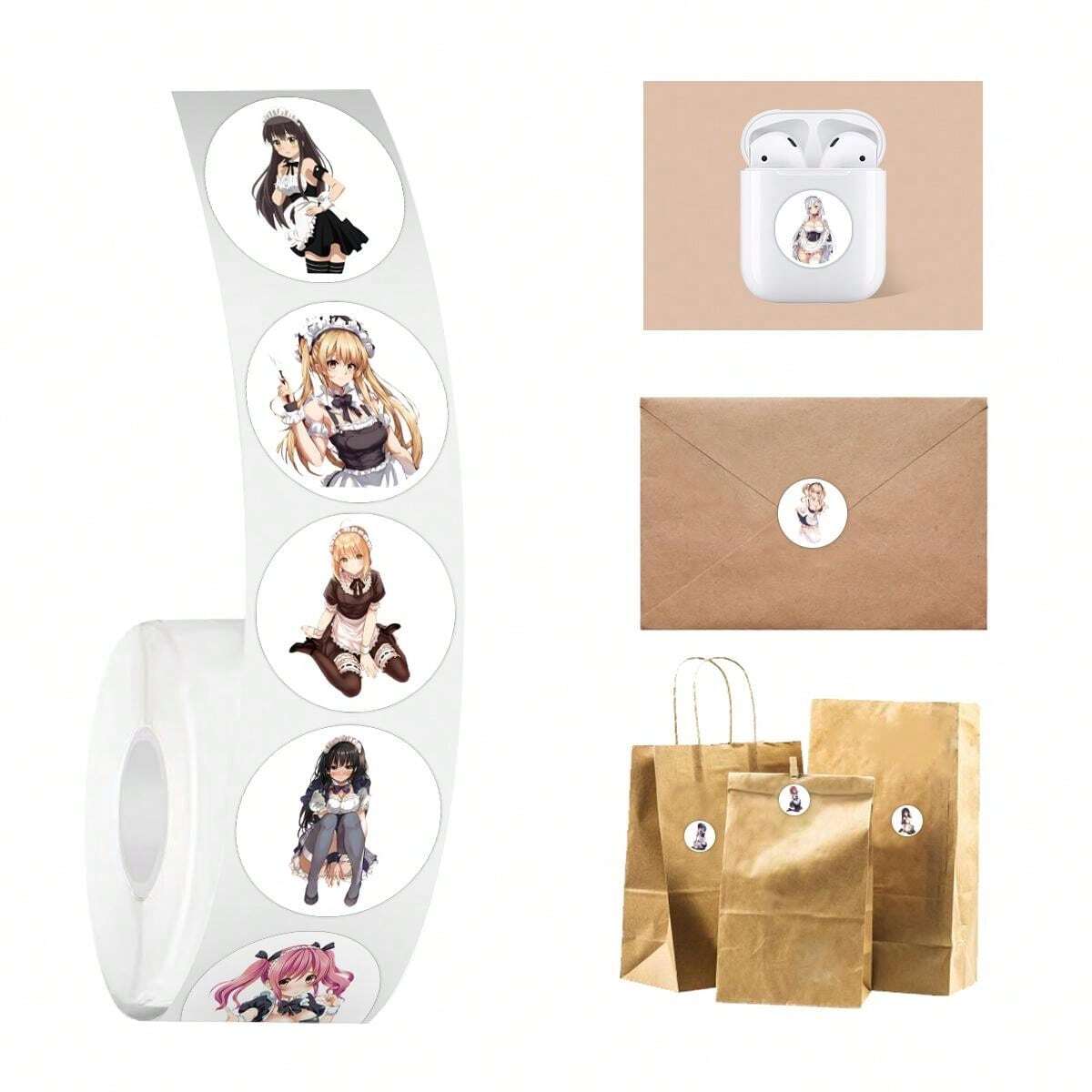 500pcs Tape StickersMaid Stickers Roll Vinyl Stickers Scrapbook