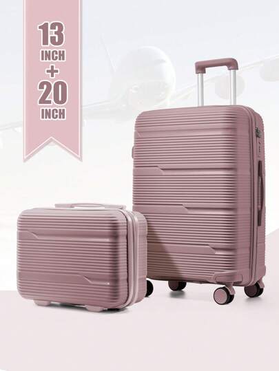 Floless Luggage Sets 2 Pieces Hard Shell Travel Carry On Luggage Hard Shell Travel Trolley 4 Spinner Wheels Lightweight Polypropylene Suitcase With TSA Lock Spinner 20in+13in Travel Suitcase Suitcases Suit Case Travel Luggage Carry On Suitcase Suitcase Set Bag For School School Accessories School Stuff