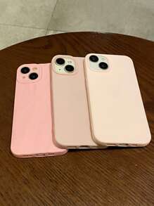 Apple 3 件套 iPhone 16/15/14/13/12/11 Pro Max TPU 保护手机壳 - 粉色哑光 + 仿皮 + 褶皱 - 彩色 - 查看 3
