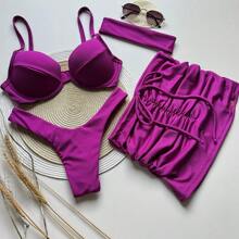 Kit Saia + Conjunto Top Meia Taça + Calcinha Asa delta