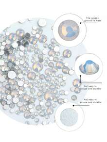 350 CÁI Đá Opal Phẳng Làm Móng Nghệ Thuật 2-5mm Hồng/Trắng Đá Không Cần Cố Định Nóng Làm Móng Tay Cho Túi Xách Thủ Công Nghệ Thuật Làm Móng Trang Trí DIY - trắng - Xem 2