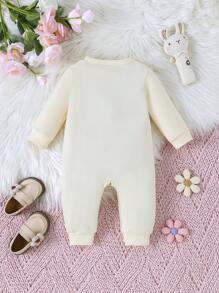 Lente/Herfst Baby Meisjes Schattige Beer Decor Ronde Hals Lange Mouw Romper Met Open Kruis Broek