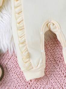 Lente/Herfst Baby Meisjes Schattige Beer Decor Ronde Hals Lange Mouw Romper Met Open Kruis Broek