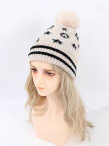 1 件可爱星形提花图案仿羊毛女士针织帽，秋冬礼物 - A - 查看 10