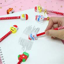 10/20PCS 随机创意卡通带橡皮擦圣诞铅笔学习办公奖品礼物学习文具用品可爱圣诞老人圣诞树麋鹿图案绘画铅笔圣诞夜派对礼物 - 彩色 - 查看 3