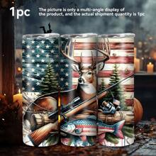 20oz Deer Hunting 3D Print Insulated Skinny Tumbler With Straw And Lid | 304 Stainless Steel Travel Coffee Cup | Festival Gift For Men And Women | Age 14+ | Durable Outdoor Canteen Back To School