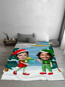 1 pièce de Couverture personnalisée de cadeaux de Noël, Couverture personnalisée avec photo et nom pour lit, Couverture personnalisée avec motif bonhomme de neige, photo et nom, Couverture de flanelle personnalisée de cadeaux de Noël avec conception amusante, photos et nom, Couverture de lit personnalisée, Couverture pour meilleur ami, Cadeau de famille, Cadeau d'anniversaire, Cadeau pour famille/ami/petite amie/petit ami
