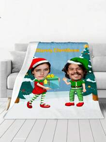 1 pièce de Couverture personnalisée de cadeaux de Noël, Couverture personnalisée avec photo et nom pour lit, Couverture personnalisée avec motif bonhomme de neige, photo et nom, Couverture de flanelle personnalisée de cadeaux de Noël avec conception amusante, photos et nom, Couverture de lit personnalisée, Couverture pour meilleur ami, Cadeau de famille, Cadeau d'anniversaire, Cadeau pour famille/ami/petite amie/petit ami