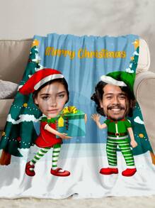 1 pièce de Couverture personnalisée de cadeaux de Noël, Couverture personnalisée avec photo et nom pour lit, Couverture personnalisée avec motif bonhomme de neige, photo et nom, Couverture de flanelle personnalisée de cadeaux de Noël avec conception amusante, photos et nom, Couverture de lit personnalisée, Couverture pour meilleur ami, Cadeau de famille, Cadeau d'anniversaire, Cadeau pour famille/ami/petite amie/petit ami