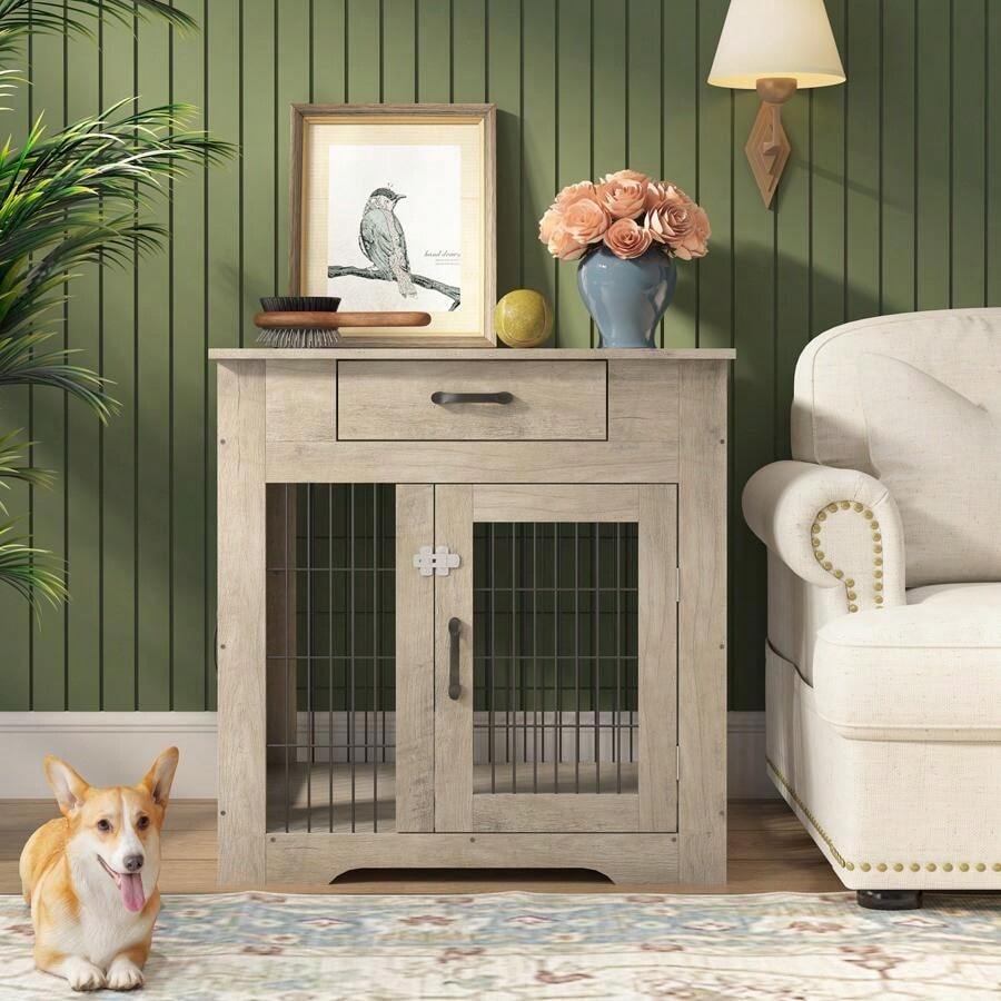 Dog Crate Table With Double Doors, Kennel End Table Furniture Dog