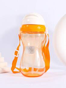 1pc Baby Water Cup, Tritan Material With Silicone Spout, 400ml, Suitable For Babies 8 Months+, Comes With Strap - Multicolor - View 5