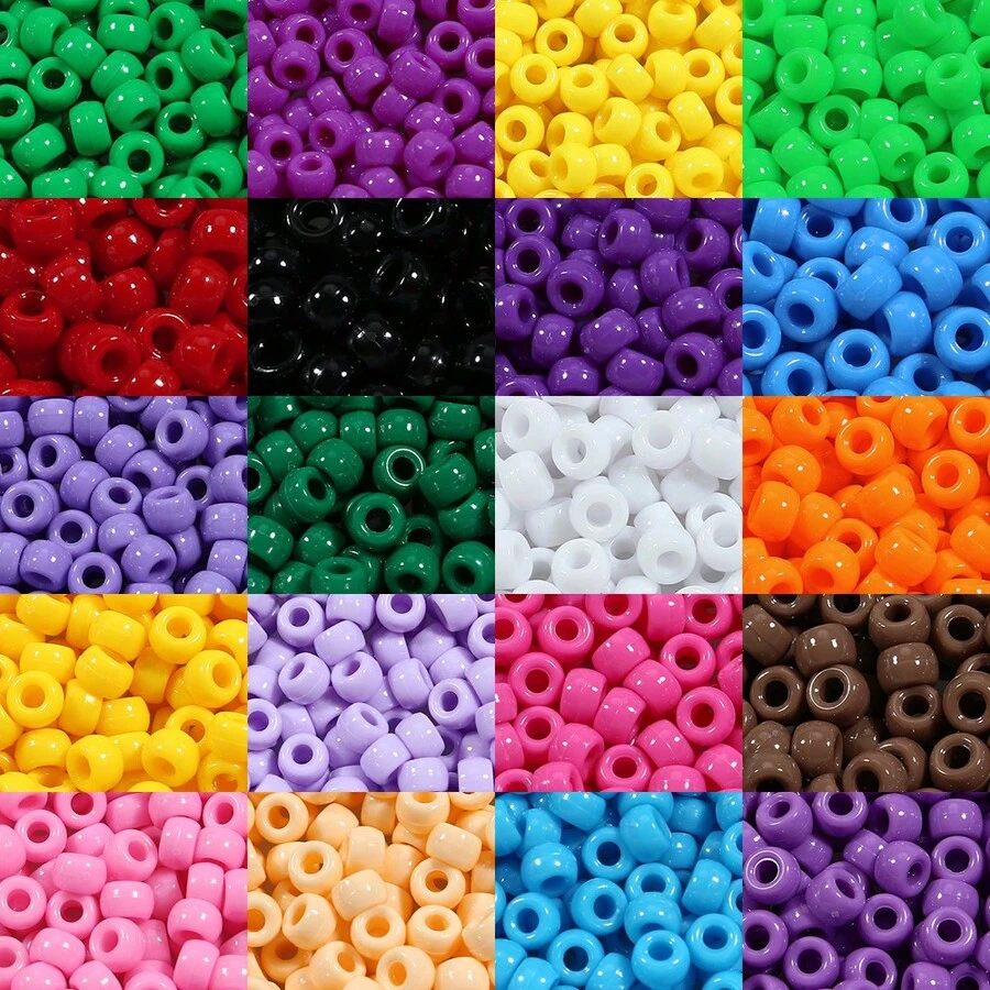 100/200pcs Acrylic Pony Beads Multicolor Plastic Bucket Beads For Jewelry Making DIY Braid Bracelet Necklace Pendant