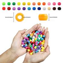 100/200pcs Acrylic Pony Beads Multicolor Plastic Bucket Beads For Jewelry Making DIY Braid Bracelet Necklace Pendant