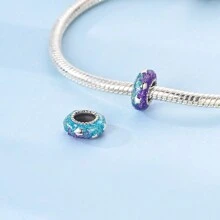 1pc 925 Sterling Silver Beads Rainbow Colored Zirconia Love Shaped Silicone Stopper Starry Sky Charms Beads Fit DIY Bracelets Positioning Bead Fine Jewelry Accessories Valentines