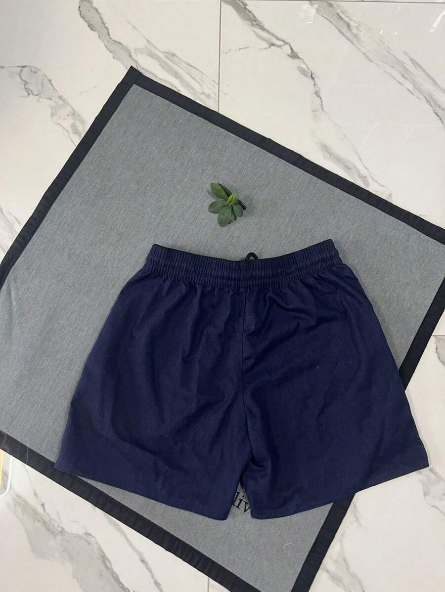 Men's Premium Thick Linen Shorts Short Mauricinho Beach Social Casual Above Knee Beachwear - Màu xanh hải quân - Xem 1