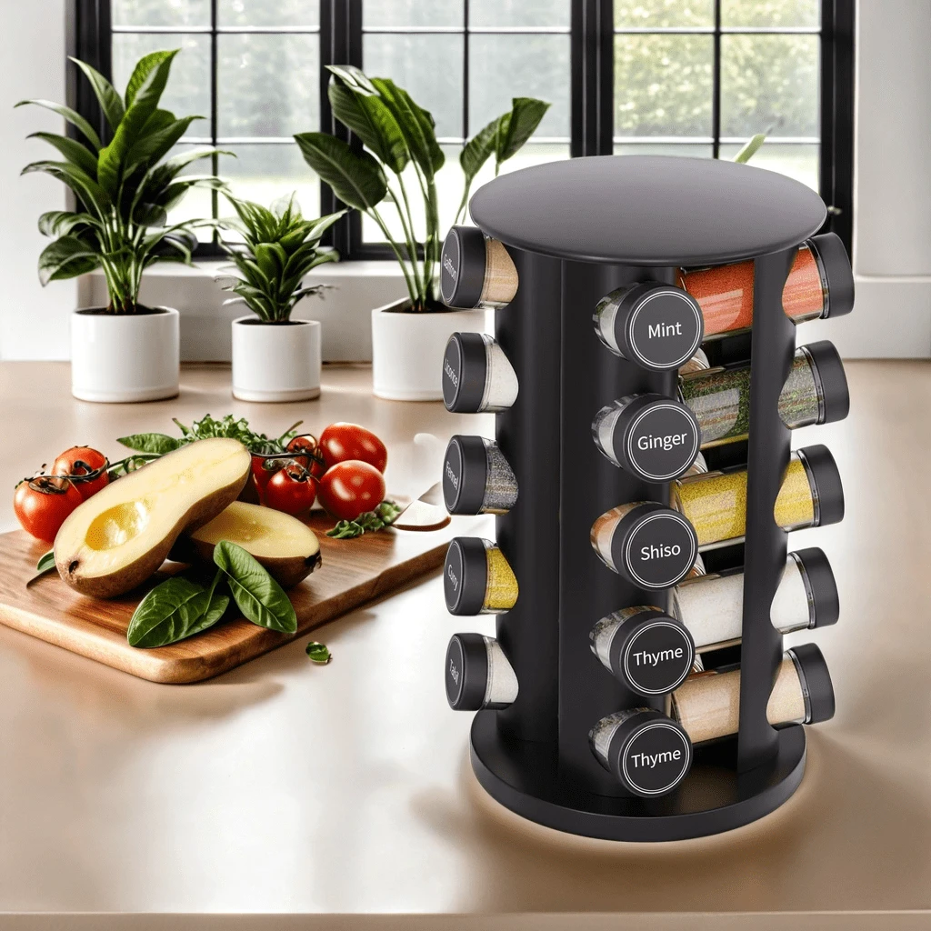 Revolving Spice Rack Organizer With 20 Jars,360° Rotating Spice