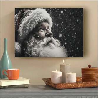1pc,Santa Claus In Winter Snowscape - Unframed Canvas Art Print For Christmas Decor, Perfect For Living Room, Bedroom, Home Office - Vintage & Modern Style Wall Art