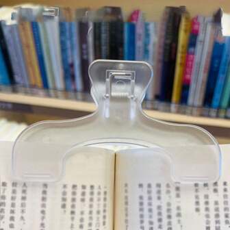 1 pezzo Ferma libri trasparente pratico, ferma documenti, ferma appunti, segnalibro, realizzato in materiale più spesso per maggiore stabilità, adatto per uso scolastico, in biblioteca e in ufficio, articoli scolastici