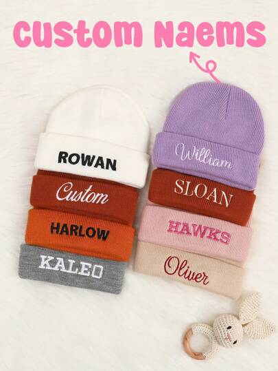 Embroidered Name Newborn Beanie Hat, Personalized Hat, Kids Name Hat, Unisex Toddler Hat, Newborn Hat, Baby Shower Gift, Kids, Name Beanie, Custom Newborn Infant Toddler Kids Youth Child Hat Adult Winter Gift Ideas Boy Girl Valentine's Day Multi-Functional, Ornamental, Letter Exquisite, Stylish, Baby Fashion, Soft Squishy, Colorful, Cute Kawaii Adorable Unique,Birthday Gift