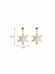1 对时尚女士水钻雪花耳环，夹式耳环，高端优雅，圣诞礼物 - 雪花耳夾 - 查看 4