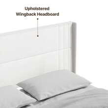 Upholstered Bed Frame With Headboard, Linen Platform Bed Frame, Room Decor Upholstered Platform Bed With Wooden Slats Support, Full/Queen/King, White/Dark Grey/Beige - 白色 - 查看 6