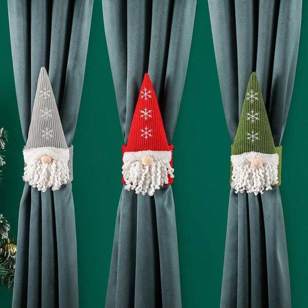 Hebilla de cortina navideña con enano, hombre viejo sin rostro, decoración de muñeco para hotel, restaurante, exhibición de ventanas