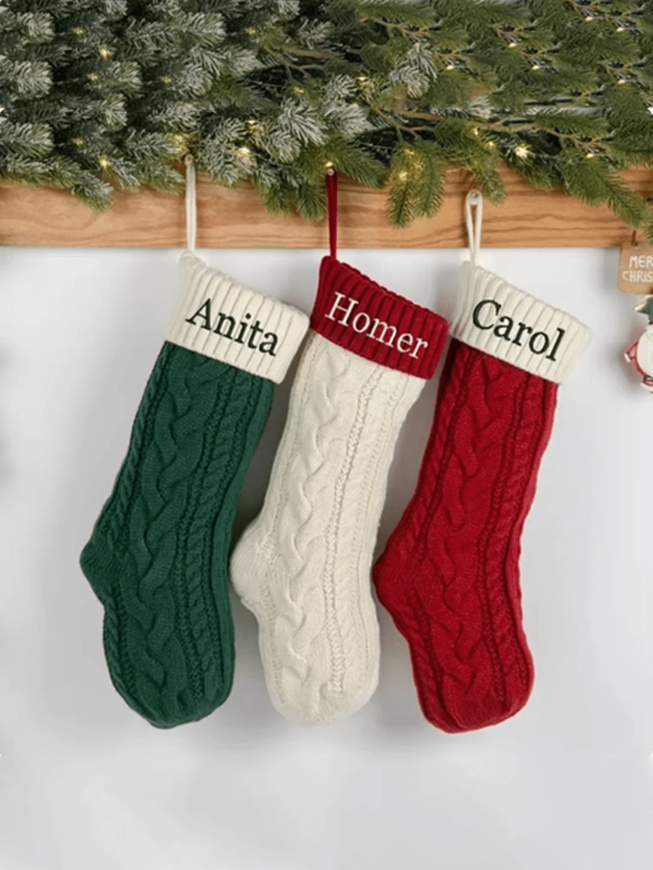 Personalized Christmas Custom Letter Stockings Embroidered Knitted