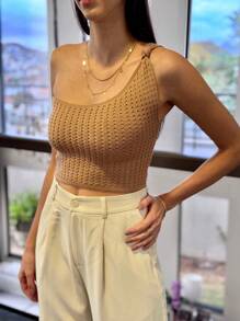 SUMMER CROPPED TRICOT MODAL NEW COLLECTION - 米色 - 查看 2
