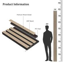 Acoustic Wood Wall Panel, 94.5" X 12.6" Wood Slat Wall Panel For Interior Wall Decor, Soundproof Wall Panel, Slat Wall Paneling, Fluted Sound Absorbing Panel (2 Pack) - 橡木 - 查看 4