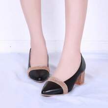 新娘妈妈旗袍礼服鞋，2025新款春秋婚鞋，夏季伴娘中跟鞋 - 黑色 - 查看 4