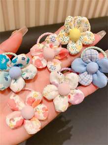 10/30pcs Set Women Spring New Cute Sweet Floral Hair Scrunchies Fabric Printed Elastic Hair Ties Hair Accessories, No Card Packaging Ponytail Holders Hair Rubber Bands Hair Rope,Summer,Holiday,Travel - Multicolor - View 3