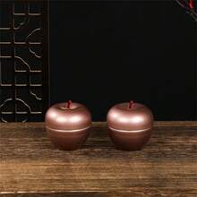 1pc Christmas Apple Shape Storage Box Eve Golden Metal Apple Jar Candy Can Sealed Food Packaging Can, Christmas Gift Box