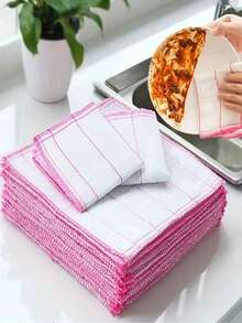 Absorbent Microfiber Dish Cloths, Kitchen Dishwashing Cloth, Oil-Free And Absorbent Stain Removal Towels, Lint Free Dishwashing Towels, Scouring Pads, And Cleaning Rags - Kitchen Accessories And Cleaning Tools