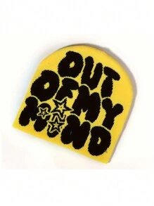 Out Of My Mind Jacquard Knit Beanie Hat, Warm Winter Sports Fashion Ski Cap