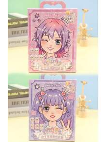 1 pezzo Set trucco e pittura principessa per ragazze, gioco di vestizione, libri da colorare fai-da-te, adesivi principessa, taccuino con adesivi per ragazze carine (1 libro, 10 fogli)