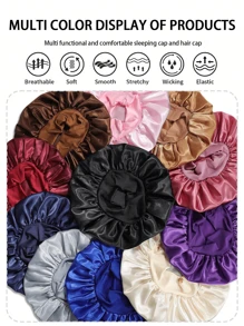 1/2pcs Men's Elastic & Silky Satin Bonnet , Wide Edge Comfortable Sleep Hat For Daily Style & Hair Care