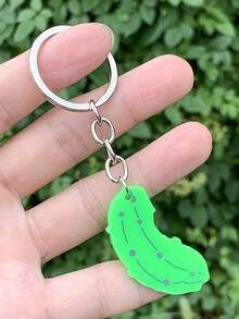 1 chiếc móc khóa Acrylic hình quả dưa chuột "PICKLE" sáng tạo dễ thương, móc khóa hình quả dưa chuột hoạt hình thời trang dành cho nam giới, thích hợp sử dụng hàng ngày và làm quà tặng - Móc khóa kim chi dưa chuột muối - Xem 3