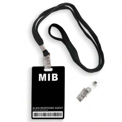 MIB Homens de Preto Novidade ID Badge Prop Costume, ID Badge Card com Cordões, Secret Agent ID Card Holder Mystery Party Supplies para Cosplay, Party