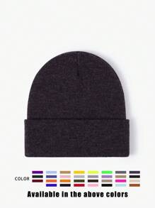 1pc Unisex Solid Color Knitted Hat, Y2K Style Outdoor Warm Beanie, Casual All-Match Winter Ski Cap Suitable For Daily Commute