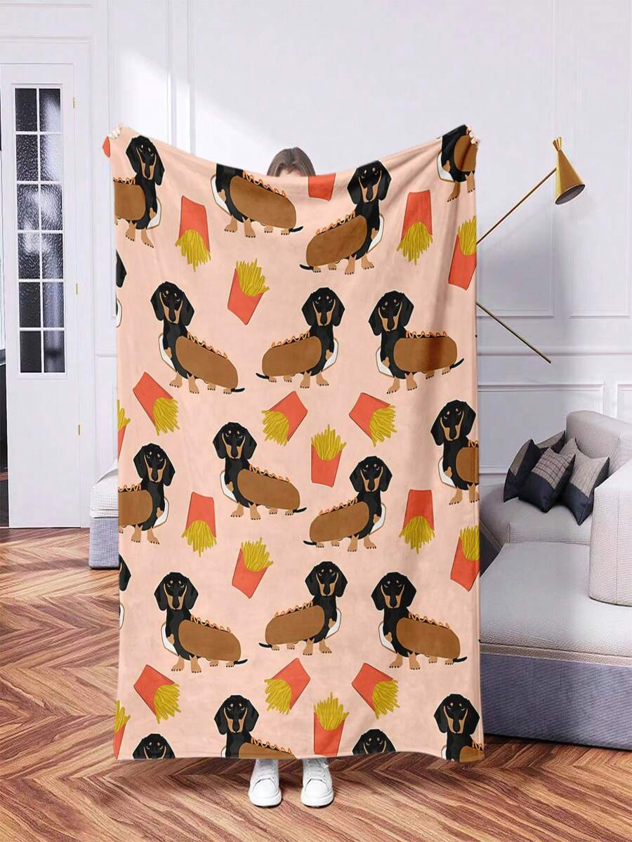 1pc Personality Hot Dog Blanket,Soft & Cozy Flannel Warm Blanket