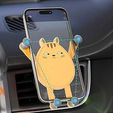 新款卡通车载手机支架，创意可爱手机导航汽车手机支架，通用 - 橘色 - 查看 3