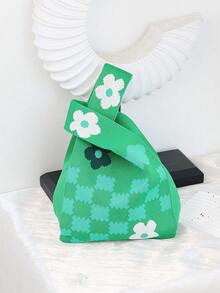 Túi Tote Dệt Kim Họa Tiết Ngựa Vằn & Báo Mới, Túi Áo Vest Đi Làm Sức Chứa Lớn, Túi Áo Ghi Lê Phối Màu Dễ Thương Cá Nhân Nhẹ & Thời Trang - màu xanh lá - Xem 1