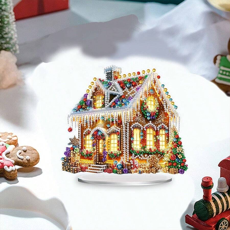 1pc 6.83*7.75inch Trang trí nhà Giáng sinh với điểm nhấn kim cương, Ngôi nhà nhỏ theo phong cách Châu Âu chiếu sáng đầy màu sắc, Trang trí Giáng sinh bằng kim cương tròn Rhinestone, Trang trí tiệc Giáng sinh, Nhà gỗ Giáng sinh, Quà tặng Giáng sinh, Trang trí Lễ Tạ ơn, Trang trí phòng, Trang trí nhà cửa, Giáng sinh - Nhiều màu - Xem 1